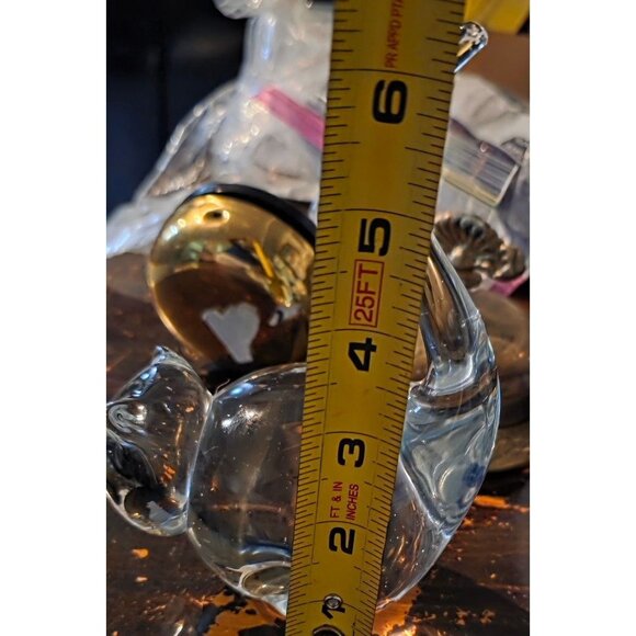 Cat Figurine Crystal Long Tail Artisan Signed Handcrafted - Picture 13 of 14